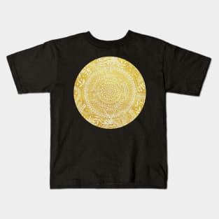 Medallion Pattern in Mustard and Cream Kids T-Shirt